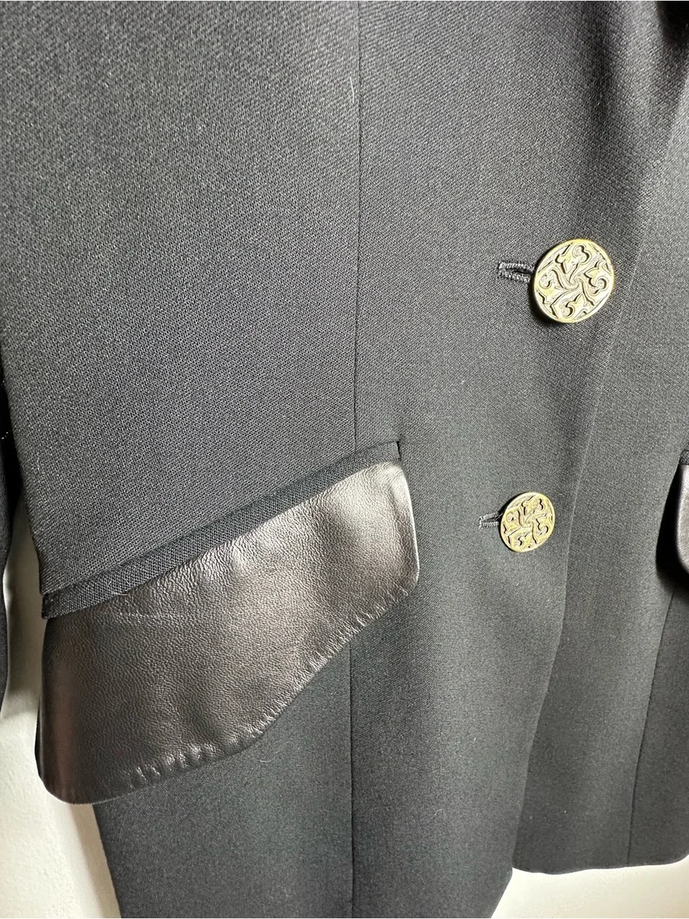 Alberto Makali Wool Leather Blazer Jacket Size 10
